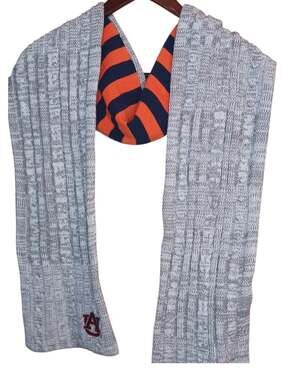 Women's Knit Gray Auburn Scarf 6 ft